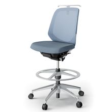 ノートチェア ハイポジションタイプ  KJ-180JEHP-ZWB4 ローバック / アルミ脚 / ハンガー / テクスチャードメッシュ 抵抗ウレタン双輪キャスター ［ZW×ダックブルー］