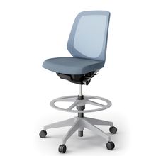 ノートチェア ハイポジションタイプ  KJ-180JEP-GNB4 ローバック / 樹脂脚 / テクスチャードメッシュ 抵抗ウレタン双輪キャスター ［GN×ダックブルー］