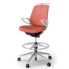 ノートチェア ハイポジションタイプ  KJ-186JEHP-ZND4 ローバック / アルミ脚 / ループ肘 / ハンガー / テクスチャードメッシュ 抵抗ウレタン双輪キャスター ［ZN×パーシモンオレンジ］