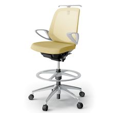 ノートチェア ハイポジションタイプ  KJ-186JEHP-ZNU6 ローバック / アルミ脚 / ループ肘 / ハンガー / テクスチャードメッシュ 抵抗ウレタン双輪キャスター ［ZN×カナリアイエロー］