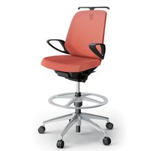 ノートチェア ハイポジションタイプ  KJ-186JEHP-ZTD4 ローバック / アルミ脚 / ループ肘 / ハンガー / テクスチャードメッシュ 抵抗ウレタン双輪キャスター ［ZT×パーシモンオレンジ］