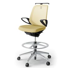 ノートチェア ハイポジションタイプ  KJ-186JEHP-ZTU6 ローバック / アルミ脚 / ループ肘 / ハンガー / テクスチャードメッシュ 抵抗ウレタン双輪キャスター ［ZT×カナリアイエロー］