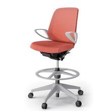 ノートチェア ハイポジションタイプ  KJ-186JEP-GND4 ローバック / 樹脂脚 / ループ肘 / テクスチャードメッシュ 抵抗ウレタン双輪キャスター ［GN×パーシモンオレンジ］