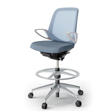 ノートチェア ハイポジションタイプ  KJ-186JEP-ZNB4 ローバック / アルミ脚 / ループ肘 / テクスチャードメッシュ 抵抗ウレタン双輪キャスター ［ZN×ダックブルー］