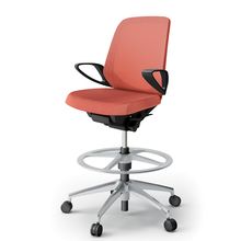 ノートチェア ハイポジションタイプ  KJ-186JEP-ZTD4 ローバック / アルミ脚 / ループ肘 / テクスチャードメッシュ 抵抗ウレタン双輪キャスター ［ZT×パーシモンオレンジ］