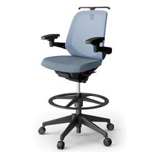 ノートチェア ハイポジションタイプ  KJ-187JEHP2T1B4 ローバック / 樹脂脚 / アジャスタブル肘 / ハンガー / テクスチャードメッシュ 抵抗ウレタン双輪キャスター ［T1×ダックブルー］