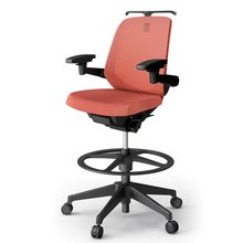 ノートチェア ハイポジションタイプ  KJ-187JEHP2T1D4 ローバック / 樹脂脚 / アジャスタブル肘 / ハンガー / テクスチャードメッシュ 抵抗ウレタン双輪キャスター ［T1×パーシモンオレンジ］