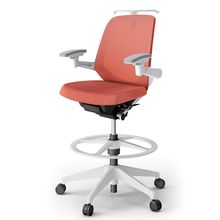 ノートチェア ハイポジションタイプ  KJ-187JEHP2W9D4 ローバック / 樹脂脚 / アジャスタブル肘 / ハンガー / テクスチャードメッシュ 抵抗ウレタン双輪キャスター ［W9×パーシモンオレンジ］