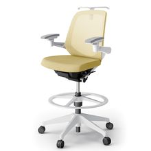 ノートチェア ハイポジションタイプ  KJ-187JEHP2W9U6 ローバック / 樹脂脚 / アジャスタブル肘 / ハンガー / テクスチャードメッシュ 抵抗ウレタン双輪キャスター ［W9×カナリアイエロー］