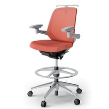 ノートチェア ハイポジションタイプ  KJ-187JEHP2ZND4 ローバック / アルミ脚 / アジャスタブル肘 / ハンガー / テクスチャードメッシュ 抵抗ウレタン双輪キャスター ［ZN×パーシモンオレンジ］