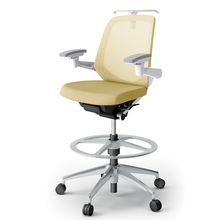 ノートチェア ハイポジションタイプ  KJ-187JEHP2ZWU6 ローバック / アルミ脚 / アジャスタブル肘 / ハンガー / テクスチャードメッシュ 抵抗ウレタン双輪キャスター ［ZW×カナリアイエロー］