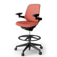 ノートチェア ハイポジションタイプ  KJ-187JEP2T1D4 ローバック / 樹脂脚 / アジャスタブル肘 / テクスチャードメッシュ 抵抗ウレタン双輪キャスター ［T1×パーシモンオレンジ］