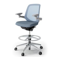 ノートチェア ハイポジションタイプ  KJ-187JEP2ZNB4 ローバック / アルミ脚 / アジャスタブル肘 / テクスチャードメッシュ 抵抗ウレタン双輪キャスター ［ZN×ダックブルー］