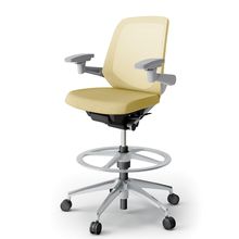 ノートチェア ハイポジションタイプ  KJ-187JEP2ZNU6 ローバック / アルミ脚 / アジャスタブル肘 / テクスチャードメッシュ 抵抗ウレタン双輪キャスター ［ZN×カナリアイエロー］