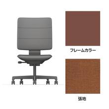 SHIGA シガ  背トリプル 肘なし 昇降脚 布地張り ナイロン双輪キャスター  [座背：アンバーオレンジ/ベースカラー：チェスナットブラウン]