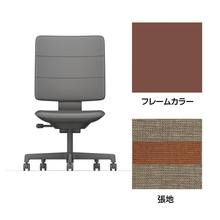 SHIGA シガ  背トリプル 肘なし 昇降脚 布地張り ナイロン双輪キャスター  [座背：ツートーンKD/ベースカラー：チェスナットブラウン]