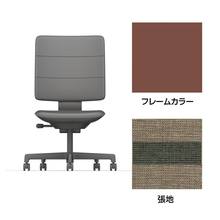 SHIGA シガ  背トリプル 肘なし 昇降脚 布地張り ナイロン双輪キャスター  [座背：ツートーンKQ/ベースカラー：チェスナットブラウン]