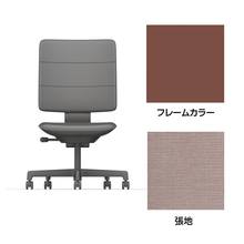 SHIGA シガ  背トリプル 肘なし 昇降脚 布地張り ナイロン双輪キャスター  [座背：アッシュピンク/ベースカラー：チェスナットブラウン]