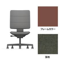 SHIGA シガ  背トリプル 肘なし 昇降脚 布地張り ナイロン双輪キャスター  [座背：アイビーグリーン/ベースカラー：チェスナットブラウン]