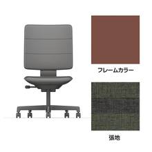 SHIGA シガ  背トリプル 肘なし 昇降脚 布地張り ナイロン双輪キャスター  [座背：ツートーンQW/ベースカラー：チェスナットブラウン]