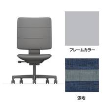 SHIGA シガ  背トリプル 肘なし 昇降脚 布地張り ナイロン双輪キャスター  [座背：ツートーンNA / フレームカラー：ペールオリーブ]