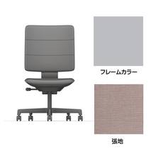 SHIGA シガ  背トリプル 肘なし 昇降脚 布地張り ナイロン双輪キャスター  [座背：アッシュピンク / フレームカラー：ペールオリーブ]