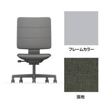 SHIGA シガ  背トリプル 肘なし 昇降脚 布地張り ナイロン双輪キャスター  [座背：アイビーグリーン / フレームカラー：ペールオリーブ]