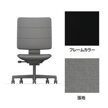 SHIGA シガ  背トリプル 肘なし 昇降脚 布地張り ナイロン双輪キャスター  [座背：グレーC / フレームカラー：ブラック]