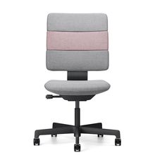 SHIGA シガ  背トリプル 肘なし 昇降脚 布地張り ナイロン双輪キャスター   [ フレームカラー : T1 / サテンブラック | 背座 :CP / ツートーンCP ]