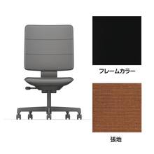 SHIGA シガ  背トリプル 肘なし 昇降脚 布地張り ナイロン双輪キャスター  [座背：アンバーオレンジ / フレームカラー：ブラック]