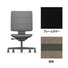 SHIGA シガ  背トリプル 肘なし 昇降脚 布地張り ナイロン双輪キャスター  [座背：ツートーンKQ / フレームカラー：ブラック]