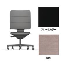 SHIGA シガ  背トリプル 肘なし 昇降脚 布地張り ナイロン双輪キャスター  [座背：アッシュピンク / フレームカラー：ブラック]