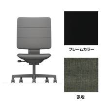 SHIGA シガ  背トリプル 肘なし 昇降脚 布地張り ナイロン双輪キャスター  [座背：アイビーグリーン / フレームカラー：ブラック]