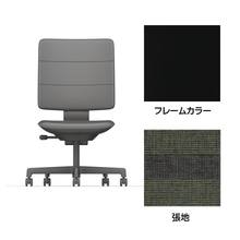 SHIGA シガ  背トリプル 肘なし 昇降脚 布地張り ナイロン双輪キャスター  [座背：ツートーンQW / フレームカラー：ブラック]