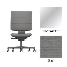 SHIGA シガ  背トリプル 肘なし 昇降脚 布地張り ナイロン双輪キャスター  [座背：グレーC/ベースカラー：アルミミラー]