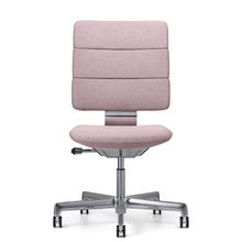 SHIGA シガ  背トリプル 肘なし 昇降脚 布地張り ナイロン双輪キャスター  [座背：アッシュピンク / フレームカラー：アルミミラー]