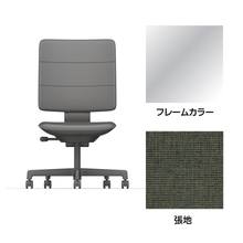 SHIGA シガ  背トリプル 肘なし 昇降脚 布地張り ナイロン双輪キャスター  [座背：アイビーグリーン/ベースカラー：アルミミラー]