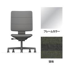 SHIGA シガ  背トリプル 肘なし 昇降脚 布地張り ナイロン双輪キャスター  [座背：ツートーンQW/ベースカラー：アルミミラー]