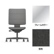 SHIGA シガ  背トリプル 肘なし 昇降脚 布地張り ナイロン双輪キャスター  [座背：オフブラックW / フレームカラー：アルミミラー]