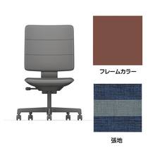 SHIGA シガ  背トリプル 肘なし 昇降脚 布地張り 抵抗付ウレタン双輪キャスター  [座背：ツートーンNA/ベースカラー：チェスナットブラウン]