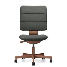 SHIGA シガ  背トリプル 肘なし 昇降脚 布地張り 抵抗付ウレタン双輪キャスター  [座背：アイビーグリーン / フレームカラー：チェスナットブラウン]