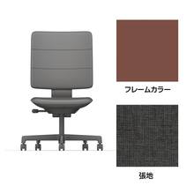 SHIGA シガ  背トリプル 肘なし 昇降脚 布地張り 抵抗付ウレタン双輪キャスター  [座背：オフブラックW/ベースカラー：チェスナットブラウン]