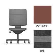 SHIGA シガ  背トリプル 肘なし 昇降脚 布地張り 抵抗付ウレタン双輪キャスター  [座背：ツートーンWC/ベースカラー：チェスナットブラウン]