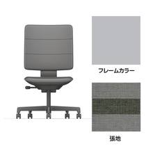 SHIGA シガ  背トリプル 肘なし 昇降脚 布地張り 抵抗付ウレタン双輪キャスター  [座背：ツートーンCQ / フレームカラー：ペールオリーブ]