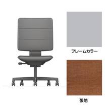 SHIGA シガ  背トリプル 肘なし 昇降脚 布地張り 抵抗付ウレタン双輪キャスター  [座背：アンバーオレンジ / フレームカラー：ペールオリーブ]