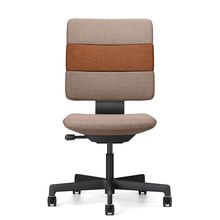 SHIGA シガ  背トリプル 肘なし 昇降脚 布地張り 抵抗付ウレタン双輪キャスター  [座背：ツートーンKD / フレームカラー：ブラック]