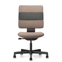 SHIGA シガ  背トリプル 肘なし 昇降脚 布地張り 抵抗付ウレタン双輪キャスター  [座背：ツートーンKQ / フレームカラー：ブラック]