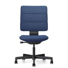 SHIGA シガ  背トリプル 肘なし 昇降脚 布地張り 抵抗付ウレタン双輪キャスター  [座背：ディープブルー / フレームカラー：ブラック]