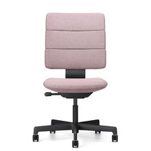 SHIGA シガ  背トリプル 肘なし 昇降脚 布地張り 抵抗付ウレタン双輪キャスター  [座背：アッシュピンク / フレームカラー：ブラック]