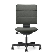 SHIGA シガ  背トリプル 肘なし 昇降脚 布地張り 抵抗付ウレタン双輪キャスター  [座背：アイビーグリーン / フレームカラー：ブラック]